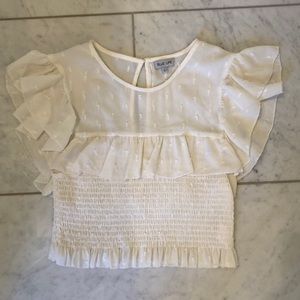 Blue Life Ruffle Sleeve Crop Top